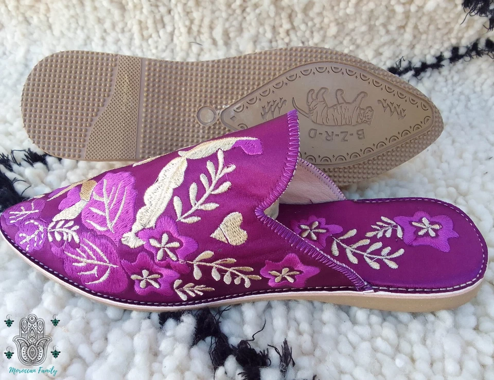 Marroquí Babouche Marroquí Zapatillas Marroquíes Bordado Mula Mujer Sin Cordones Zapato Sin Espalda Foto 3 de 4