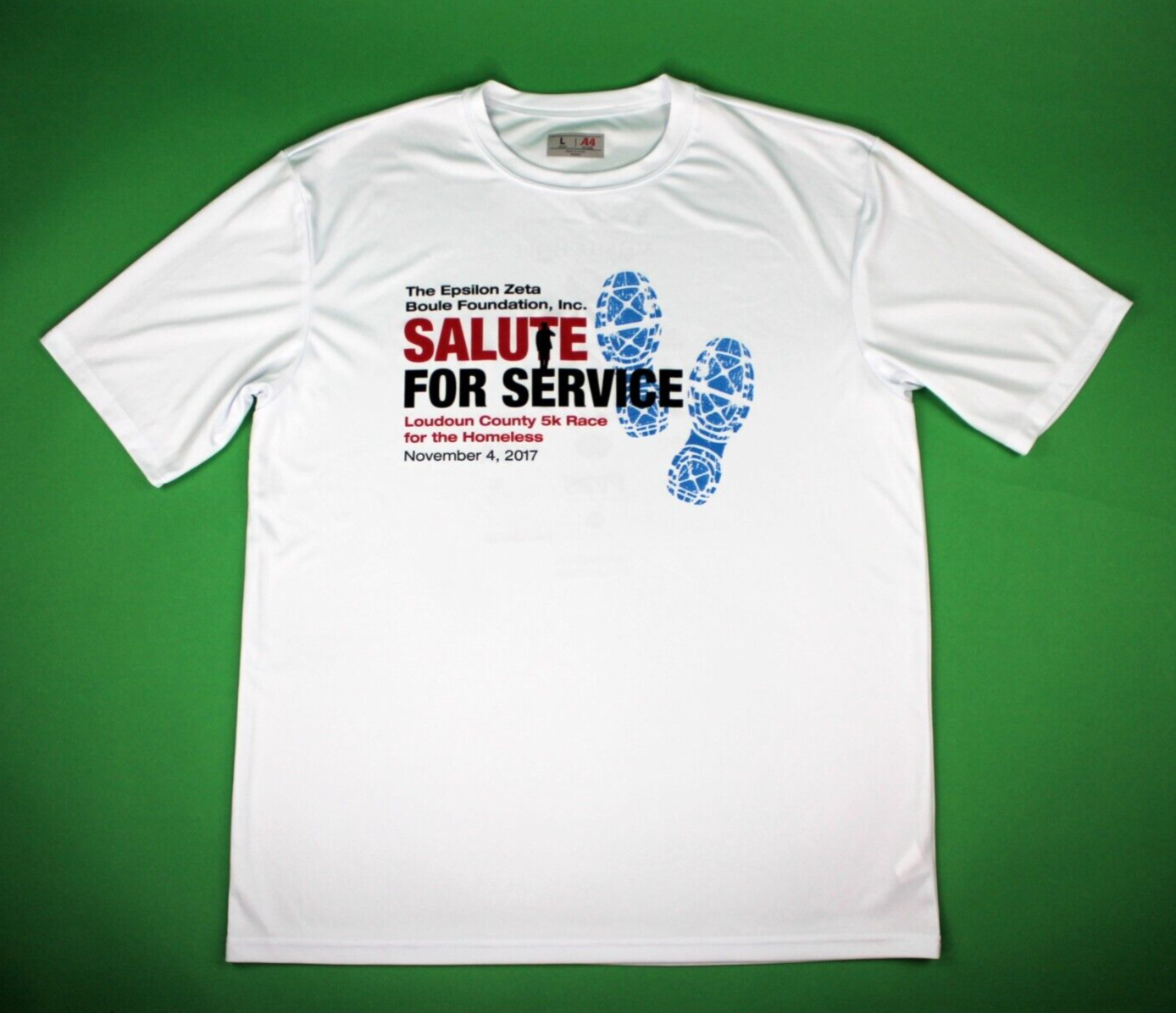 Loudoun County Virginia 5K Race Salute For Service Shirt Adult Sz. L Polyester