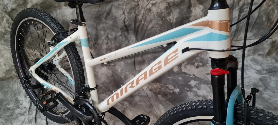 24 Zoll ALU Damen Mädchen MTB Gefedert mit 21-Gang Shimano NEU 2466-weiß-türkis - Bild 3 von 4