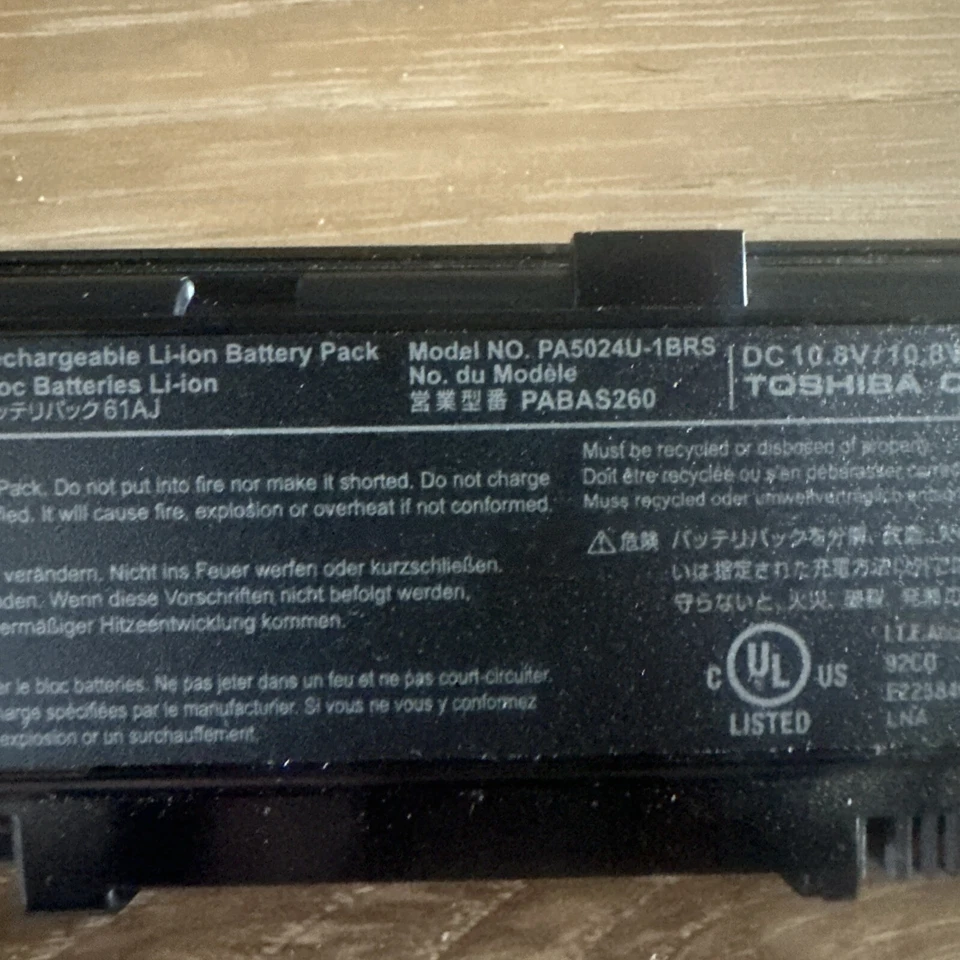 Batería para portátil Toshiba PA5024U-1BRS Satellite PRO C850 L850 L870 M800 P800 Foto 3 de 3