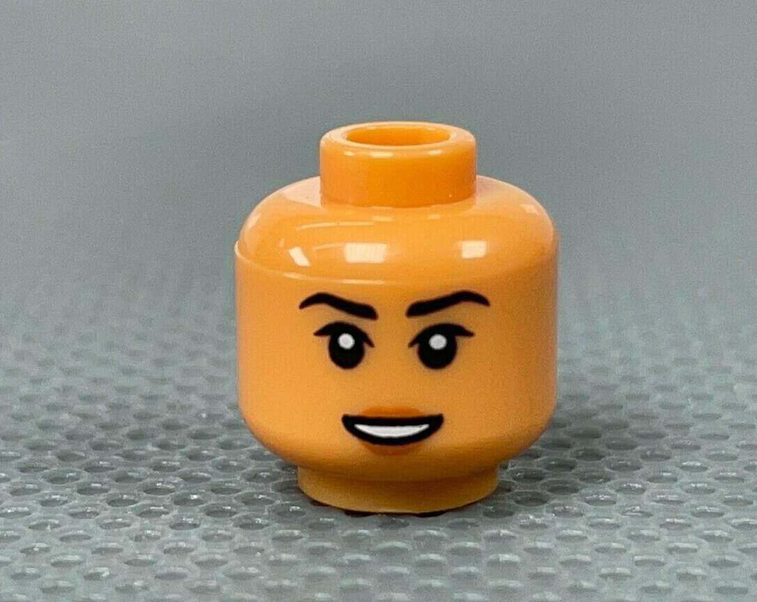 【希少】GORGO 13 - NG HEAD LEGO Nougat Female Minifigure Head Peach Lips Small Smile Black