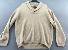 Jos A Bank Sweater Mens Sz L Tan Long Sleeves Shawl Collar Lambswool