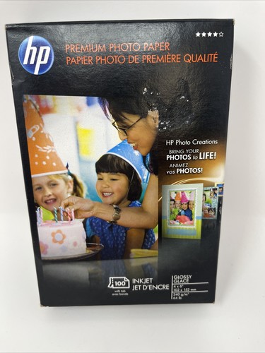 2-HP Premium Photo Paper 100 Inkjet Glossy Glace Sheets 4 x 6 64 lbs Q1990A New - 第 2/6 張圖片