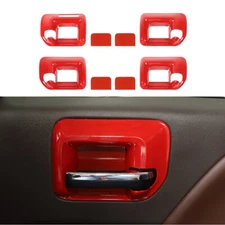 Red Interior Door Handle Bowl Trim Cover for Chevy Silverado GMC Sierra 2014-18