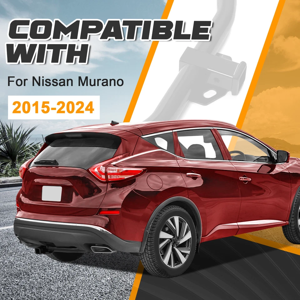 Receptor de enganche de remolque de 2 pulgadas clase 3 3500 lb negro para Nissan Murano 2015-2024 Foto 4 de 4