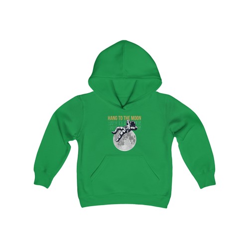 Astronaut Hanging on the Moon Youth Heavy Blend Hooded Sweatshirt - Picture 18 of 33