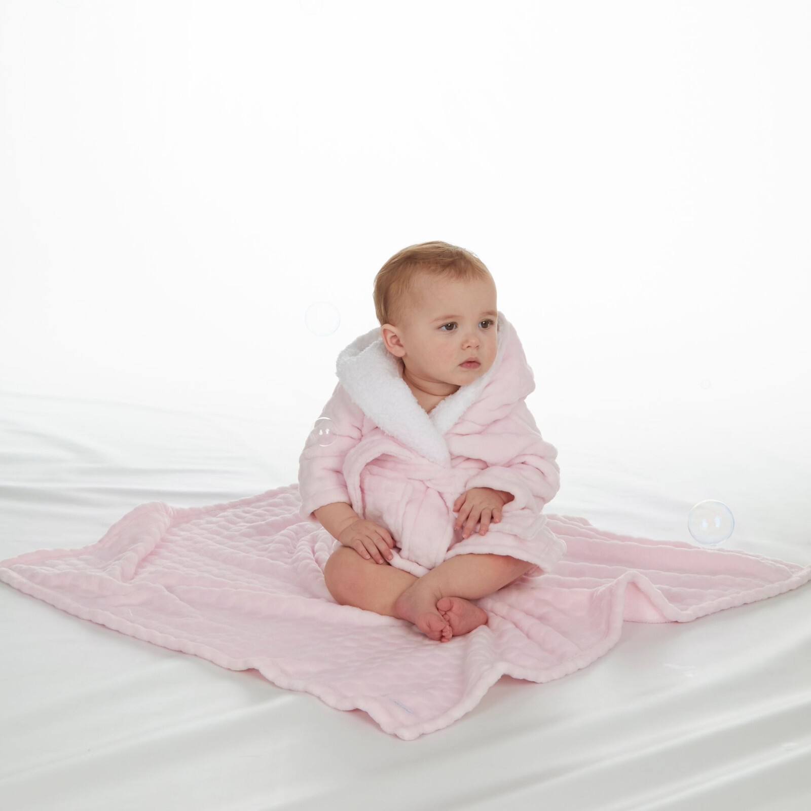 PERSONALISED Baby Robe And Blanket SET Dressing Gown Fleece Embroidered