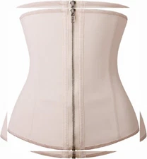 YIANNA Latex Waist Trainer Corsets Zipper Underbust Sport Large, B-beige 