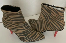 Rag & Bone Waylon Zebra Red Heel Natural Black Moto Ankle Booties $650 Size 39 9