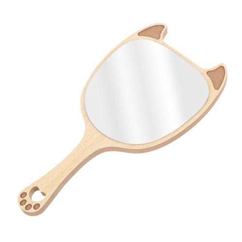 Minkissy Handspiegel Mit Griff – Kleiner Reisespiegel In Beige, Aus ABS & Glas