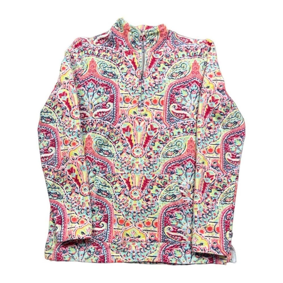 T BY TALBOTS ЖЕНЩИН ПЕЙСЛИ ЧЕТВЕРТЬ МОЛНИИ ПУЛОВЕР ФЛИС - РАЗМЕР МАЛЕНЬКИЙ PETITE - Изображение 2 из 4