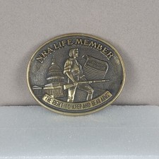NRA Belt Buckle Life Member Second Amendment DC Brass Jadco 3.75in by 3in