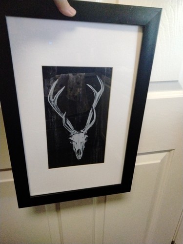Rustic Cabin Cow Skull Matted And Framed Nicely - Picture 16 of 23