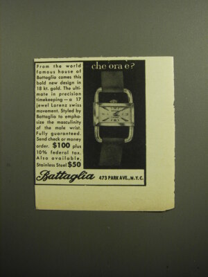 1959 Battaglia Lorenz Watch Ad - che ora e?