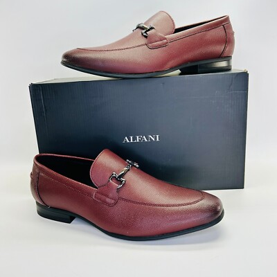 Alfani Otis Loafer Mens Size 10M Bordeaux Textured Maroon Slip On Dress Shoe