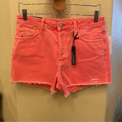 NWT~J BRAND Women Orange Gracie High-Rise Raw Hem Distressed Jean Shorts  Size 28