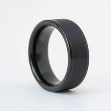 8MM Tungsten Ring Black High Polished Brushed Wedding Engagement Band TR374 