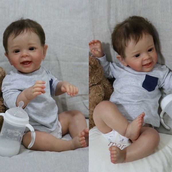 DHL 55Cm Reborn Puppe Baby Lebensecht Weiches Vinyl Silikon StoffköRper MäDchen-image