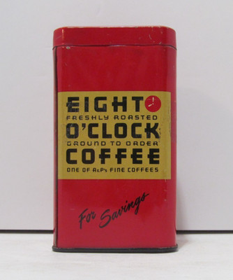 Eight O'Clock Coffee Metal Tin Coin Bank