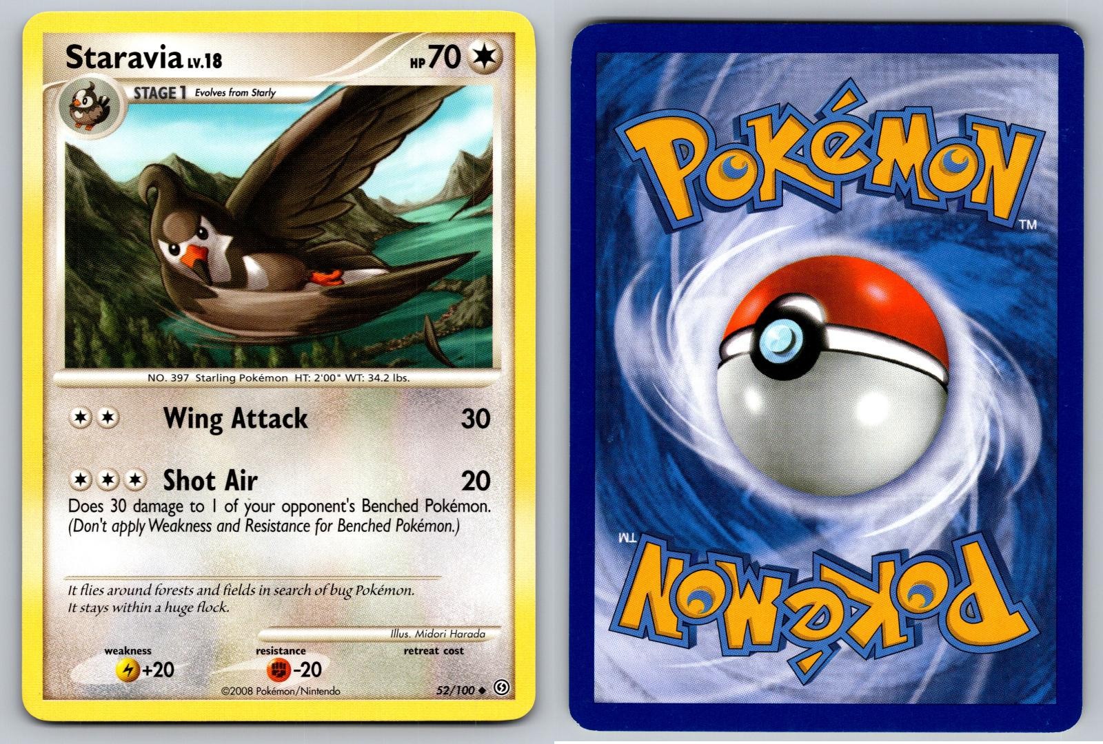 STARAVIA 52/100 UNCOMMON STORMFRONT POKEMON NM/M