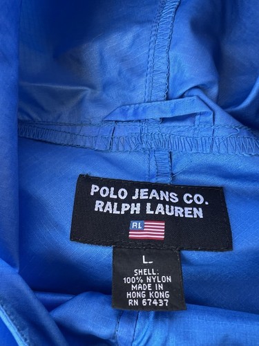 Vintage Polo Jeans Jacke Gr. Large von Ralph Lauren Windbreaker blau Hoodie 90er - Bild 5 von 7