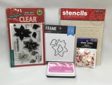 NEW Hero Arts Christmas Card Kit Color Layering & Ink POINSETTIA Bundle HOLIDAYS