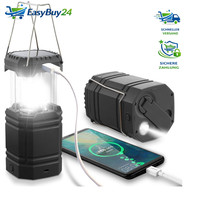Campinglampe Solar Wasserdicht Led Notfallleuchte Mit Handkurbel 3000Mah Schwarz