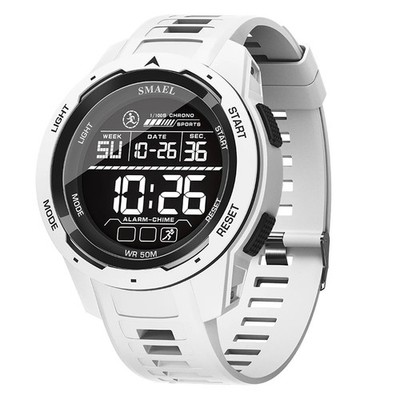 Smael Herren Digitaluhr Sport 50m Wasserdichte LED Stoppuhr Armbanduhr