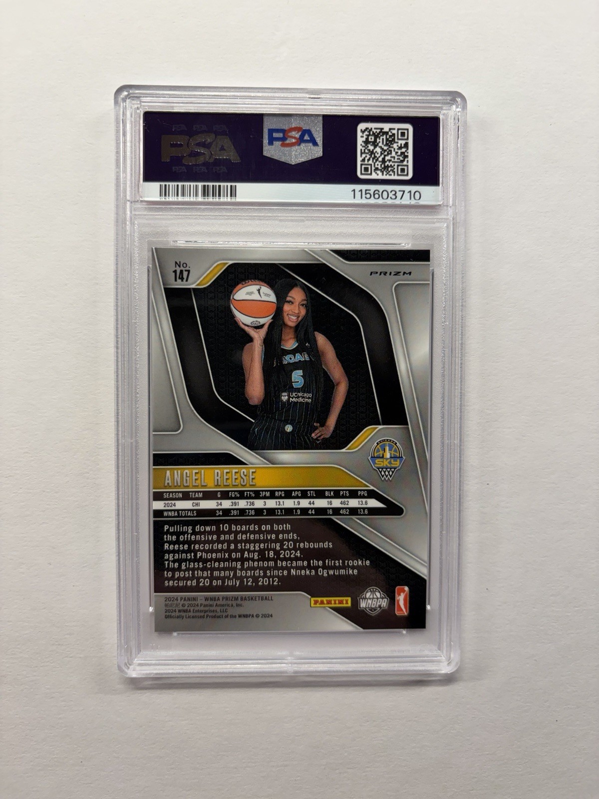 2024 Prizm Angel Reese White Sparkle Prizm Variation Rookie PSA 10 view 2