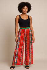 Vtg 60s 70s CENTURY BOSTON High Waist COLORFUL Ethnic Print BOHO PALAZZO Pants