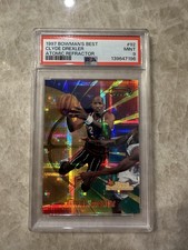 1997-98 Bowman's Best Atomic Refractor #92 Clyde Drexler Rockets HOF PSA 9 MINT