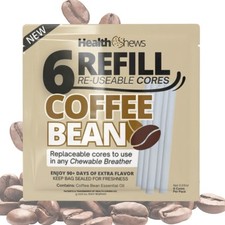 Health Chews Quit Smoking Aid Refill Cores 6 Pack COFFE BEAN Aromatherapy Sticks