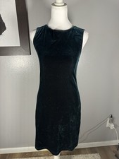 Vintage Moda International Green Velvet Sleeveless Mini Dress XS USA Made