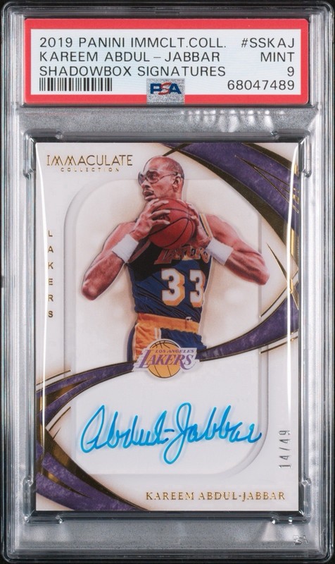 2019 PANINI IMMACULATE KAREEM ABDUL JABBAR SHADOWBOX SIGNATURES AUTO /49 PSA 9