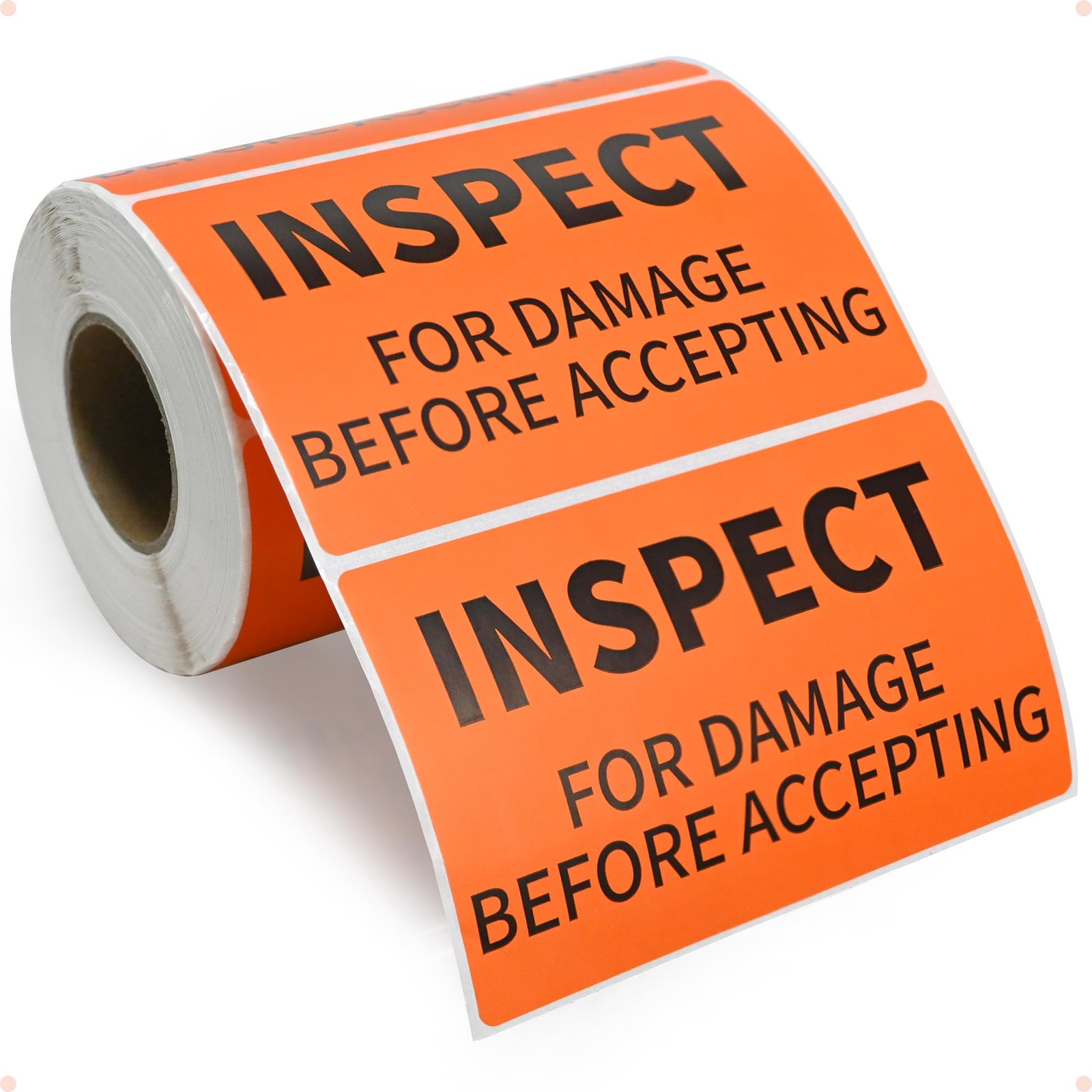 L Liked 500 Inspect for Damage Labels 3"x5" Shipping 3" X 5", Orange