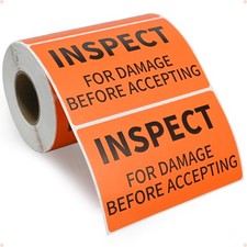 L Liked 500 Inspect for Damage Labels 3"x5" Shipping 3" X 5", Orange