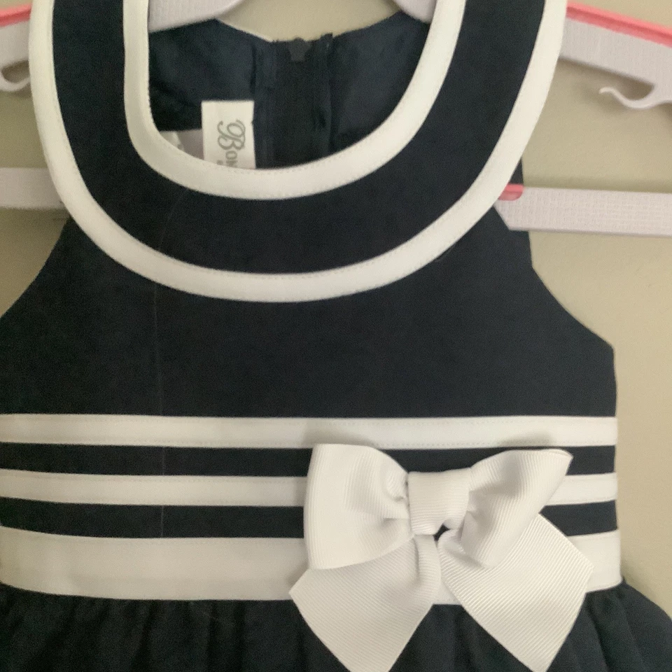 Vestido Marinero Clásico Bonnie Jean Exclusivo Niñas Azul Marino y Blanco Talla 2T  Foto 2 de 4