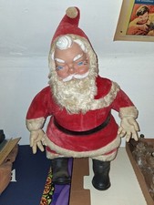Vintage 1950's Rubber Face Santa Claus Plush Christmas Figure 24" tall In Suit
