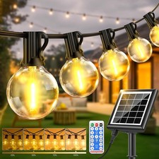 Dimmable Solar Outdoor String Lights - 30M/100FT G40 Solar Powered Garden Lights