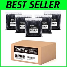 5000 Pack Black Zip Ties 8 inch 50lb Tensile Strength