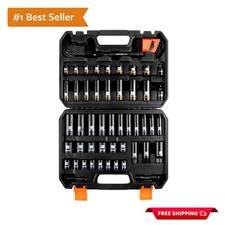 3/8 inch Drive 12 Point Socket Set 71 Piece,SAE5/16-3/4in and Metric8-22mm,De...