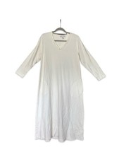Oscar de la Renta Vintage V-Neck Cream Cotton Midi Nightgown