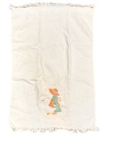 Vtg Embroidered Appliqu Cotton Kitchen Dish Towel Farmhouse Country Chic