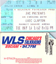 ERIC CLAPTON CONCERT TICKET STUB, 5/19/1992, MARKET SQUARE ARENA
