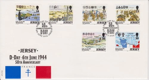Unaddressed Jersey FDC First Day Cover 1994 D-Day Anniversary Set