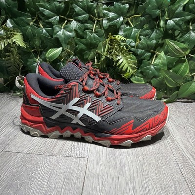 ASICS GEL-FujiTrabuco 8 Trail Running Shoes Men s 11.5  Black Red 1011A668 EUC