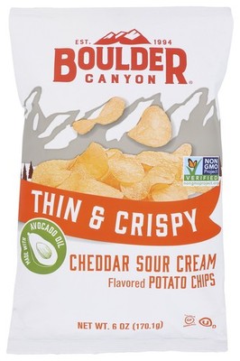 Boulder Canyon Cheddar Sour Cream Thin Crispy Potato Chips 6 Oz Bag