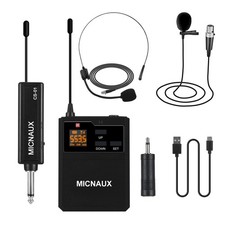 MICNAUX Wireless Lapel Microphone System with Headset  Lavalier Mics, UHF Bo...