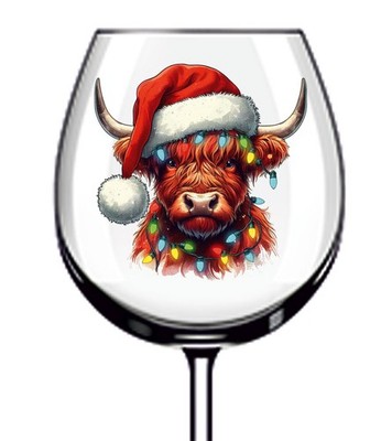 12x bunte Weihnachten Baby Highland Kuh Vinyl Aufkleber Abziehbild Weinglas Van Auto