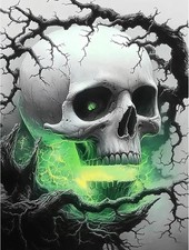 Skull Diamond Art Kits for Adults Halloween, 5D Horror Diamond Painting Kits, Fu
